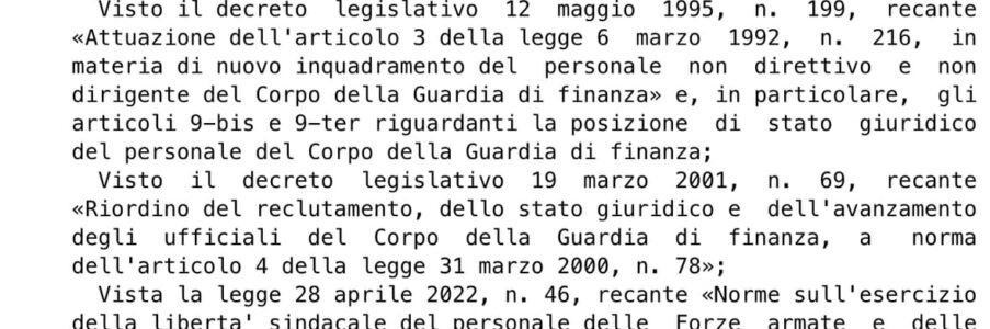 S.U.M.: PUBBLICATO IN GAZZETTA UFFICIALE IL REGOLAMENTO ATTUATIVO DELLE NORME SULL’ESERCIZIO DELLA LIBERTÀ SINDACALE DEL PERSONALE DELLE FORZE ARMATE E DELLE FORZE DI POLIZIA A ORDINAMENTO MILITARE.